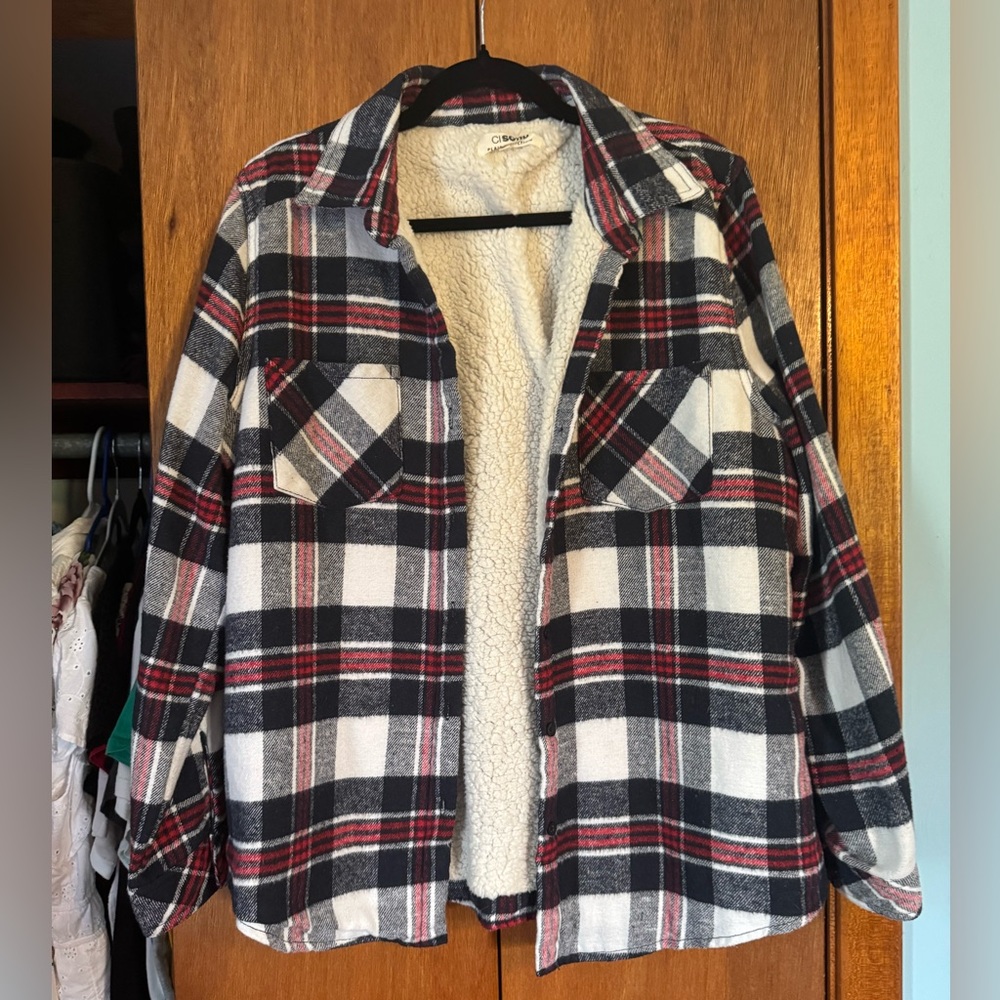 Ci Sono Black and Red Teddy Jacket Warm and Stylish